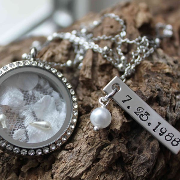 Wedding Lockets, custom memory lockets with your wedding dress, heirloom collection