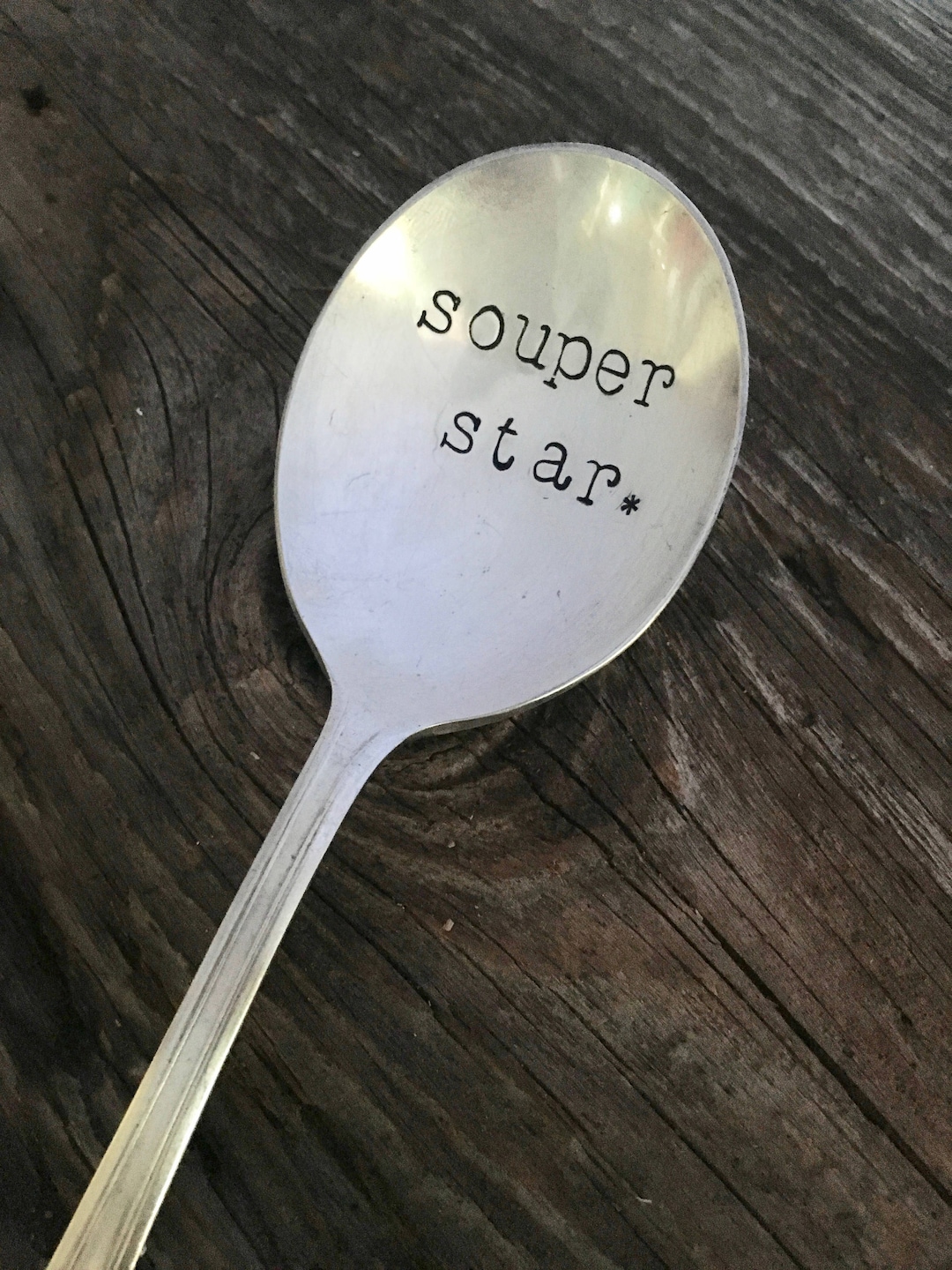 Hand Stamped Vintage Soup Spoon / Souper Star Spoon / Soup Etsy