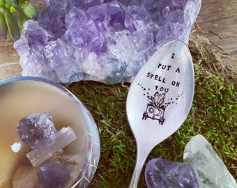 I put a spell on you hand stamped vintAge spoon, hand stamped spoon, magic, spells,