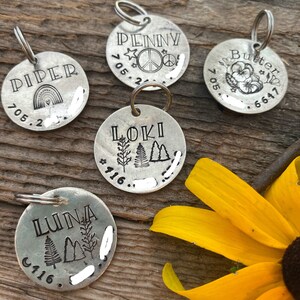 Hand Stamped Dog tags made from vintage spoons, dog tag, dog collar tag, id tag for dogs image 2