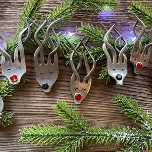 Fork reindeer ornament / up cycled Fork Christmas Ornament / Hand Stamped Ornament / Christmas Ornament / Christmas tree ornament image 2
