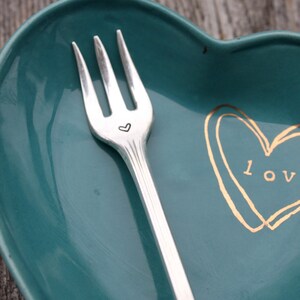 Hand Stamped Olive YOU fork image 3