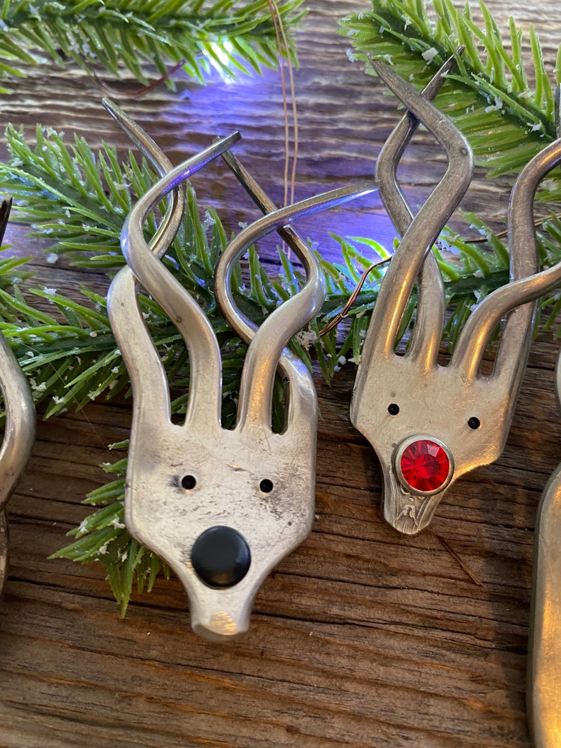 Fork reindeer ornament / up cycled Fork Christmas Ornament / Hand Stamped Ornament / Christmas Ornament / Christmas tree ornament image 4