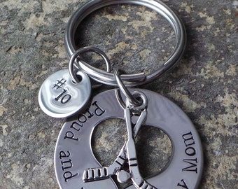 Hand Stamped Hockey Mom Key Chain, Proud and Loud Hockey Mom Key Chain