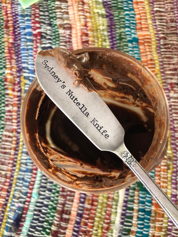 Personalized Hand Stamped Nutella Knife, Spoon or Set / Nutella lover gift  / Nutella spoon / customized knife / personalized gift