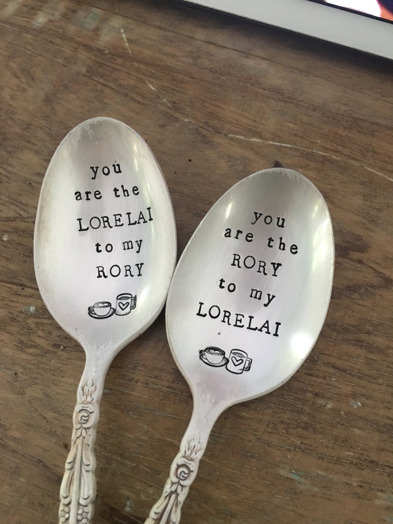 Gilmore Girls Lorelai and Rory hand stamped vintage spoon set