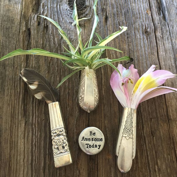 Vintage Knife Handle Bud Vases, Fridge Magnets