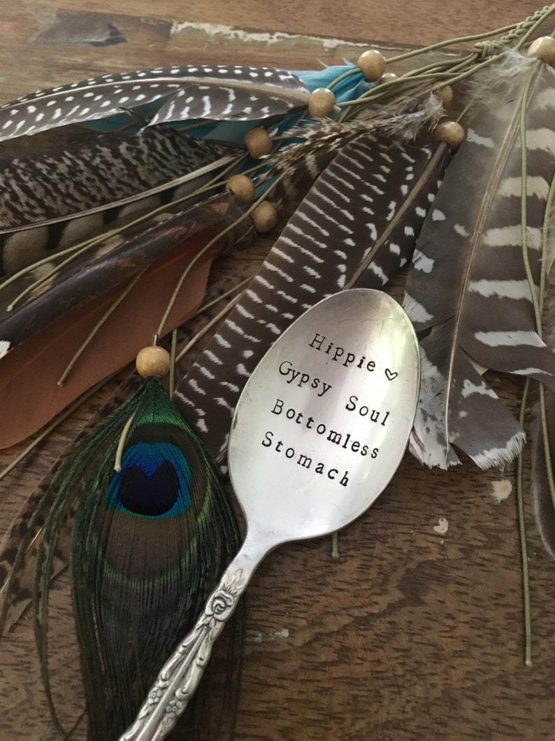 Hippie heart hand stamped vintAge teaspoon