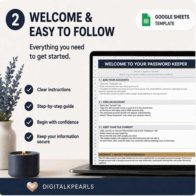 Bilingual Password Manager Google Sheets Template | Digital Password ...
