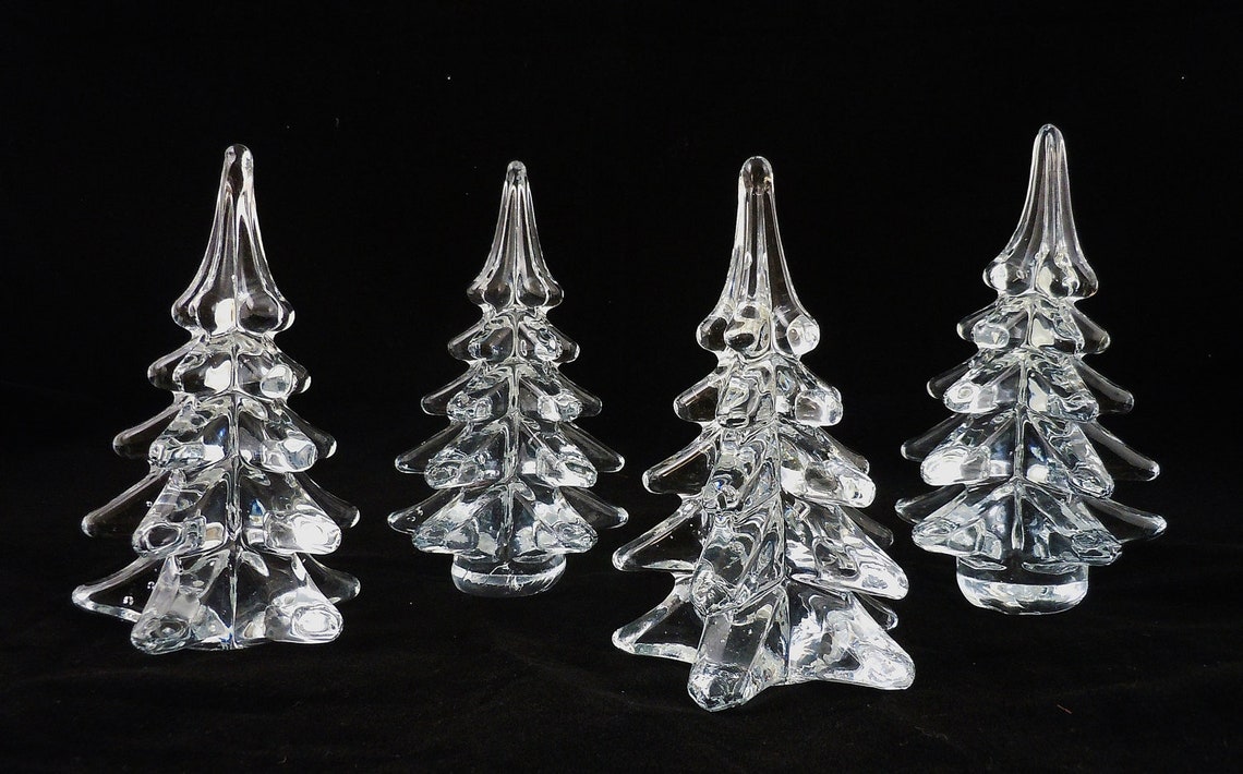 Vintage Lot of 4 Clear Glass Christmas Trees Etsy