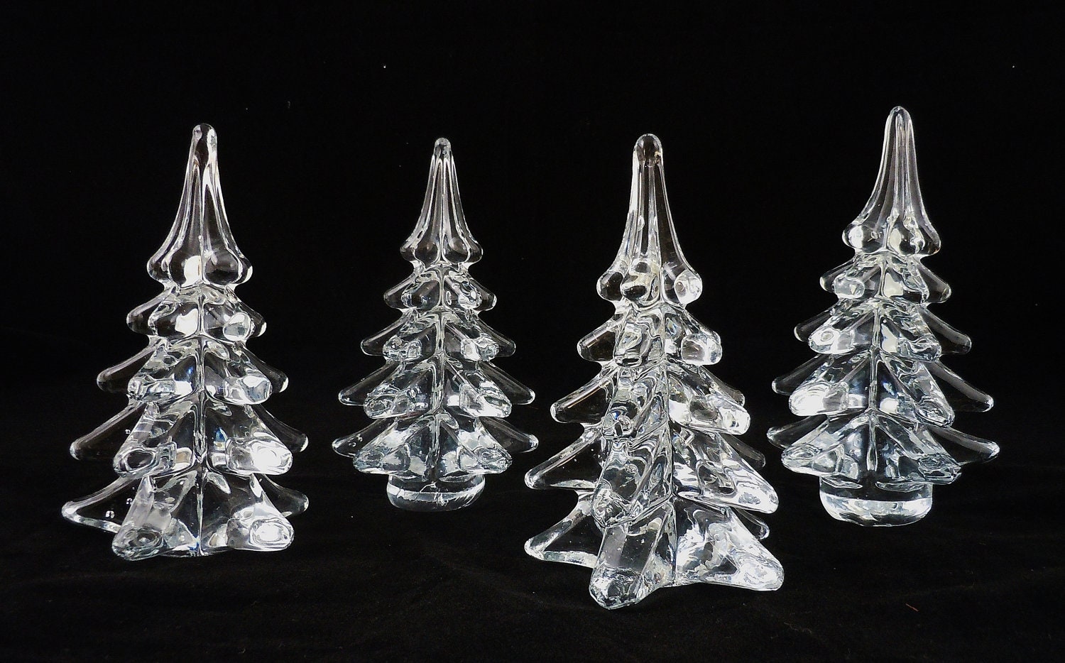 Vintage Lot of 4 Clear Glass Christmas Trees Etsy