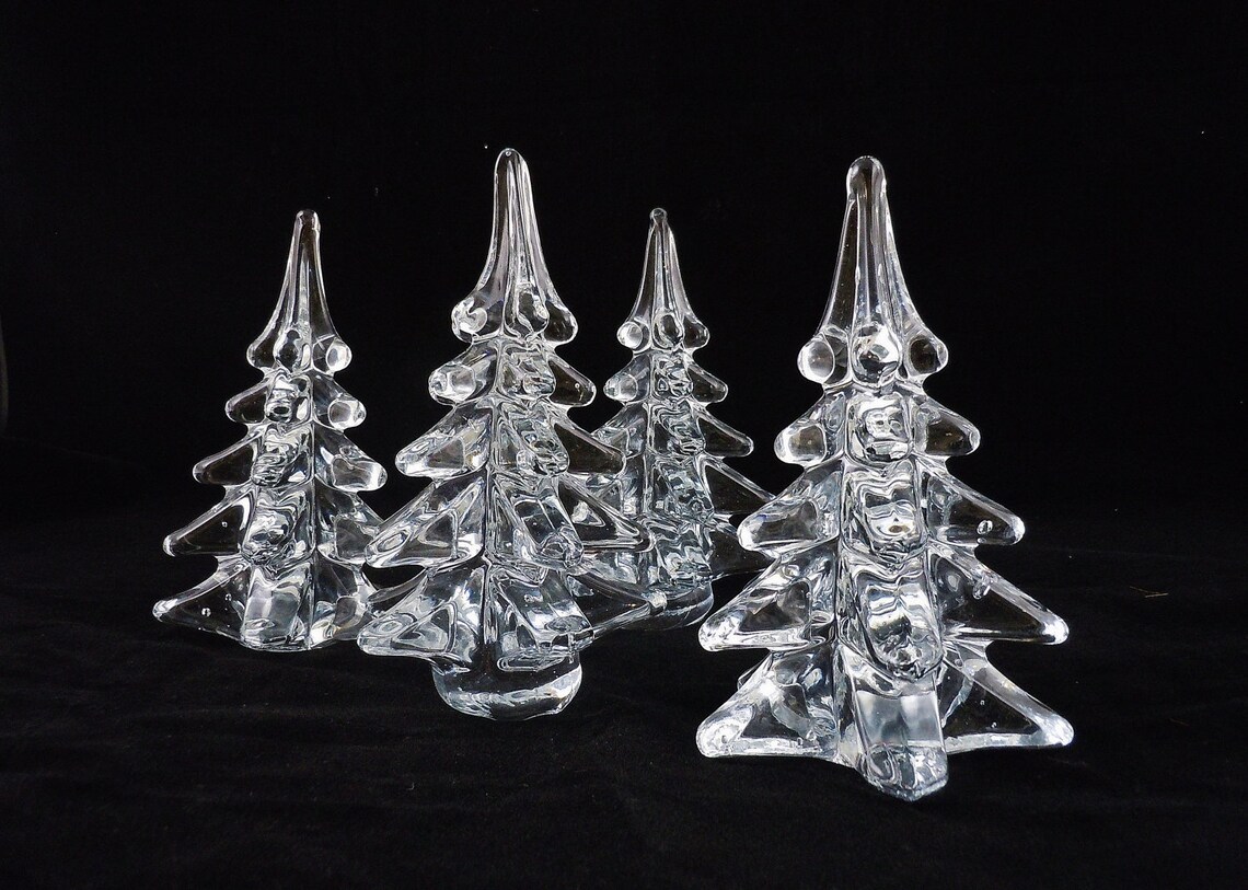 Vintage Lot of 4 Clear Glass Christmas Trees Etsy