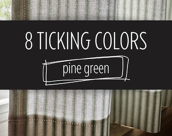 8 Colors, Classic Ticking Farmhouse Curtains, Cafe Kitchen Panels, Window Treatments