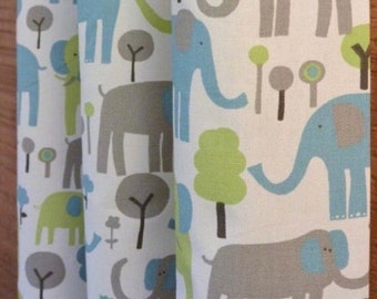 Elephant Trunk Tales Nursery Baby Room Curtains, USA Made to Order