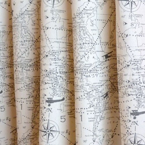 Curtains Airplane Nursery Baby Room Cotton Curtains Office Etsy