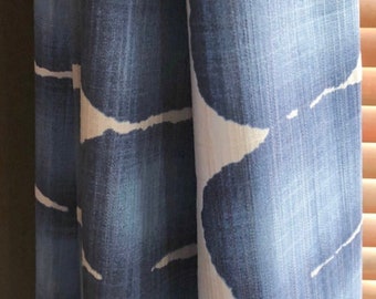 Curtains 6 Colors, Shibori Dot Cotton Curtains in Blue, Grey Charcoal Black, Blush, Green, Yellow or Sierra Rust - Made to Order in the USA