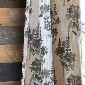 Set of 2 or Single Big Flower Farmhouse Romantic Curtains Natural Linen-look Curtain Panels Classic Pattern Drapery Kitchen Cafe Curtains