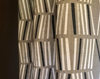 Pair Ecru Curtains Iron Hill Canvas Slub linen-appearance