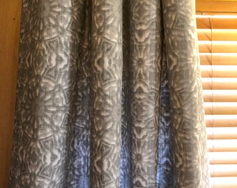 Pair Ecru Curtains Iron Hill Canvas Slub linen-appearance