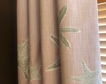Pair Ecru Curtains Iron Hill Canvas Slub linen-appearance
