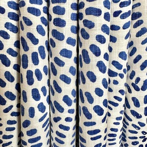 Pair of Curtains, Cecil Commodore Blue, Medium Weight Cotton Slub Linen Look, Blackout or Cotton Lining Options