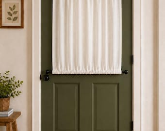 Front Door Window Curtain in White, Custom Sizes, Rod Pocket or Pinch Pleats, 1 panel