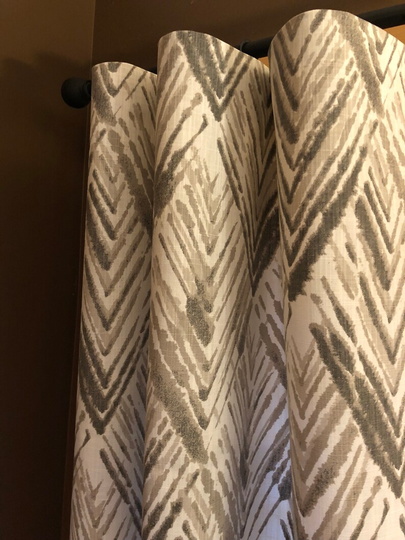 Pair Ecru Curtains Iron Hill Canvas Slub linen-appearance