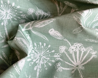 Spruce Green Floral Country Farmhouse Curtains, Rod Pocket or Pinch Pleat, 1 Panel