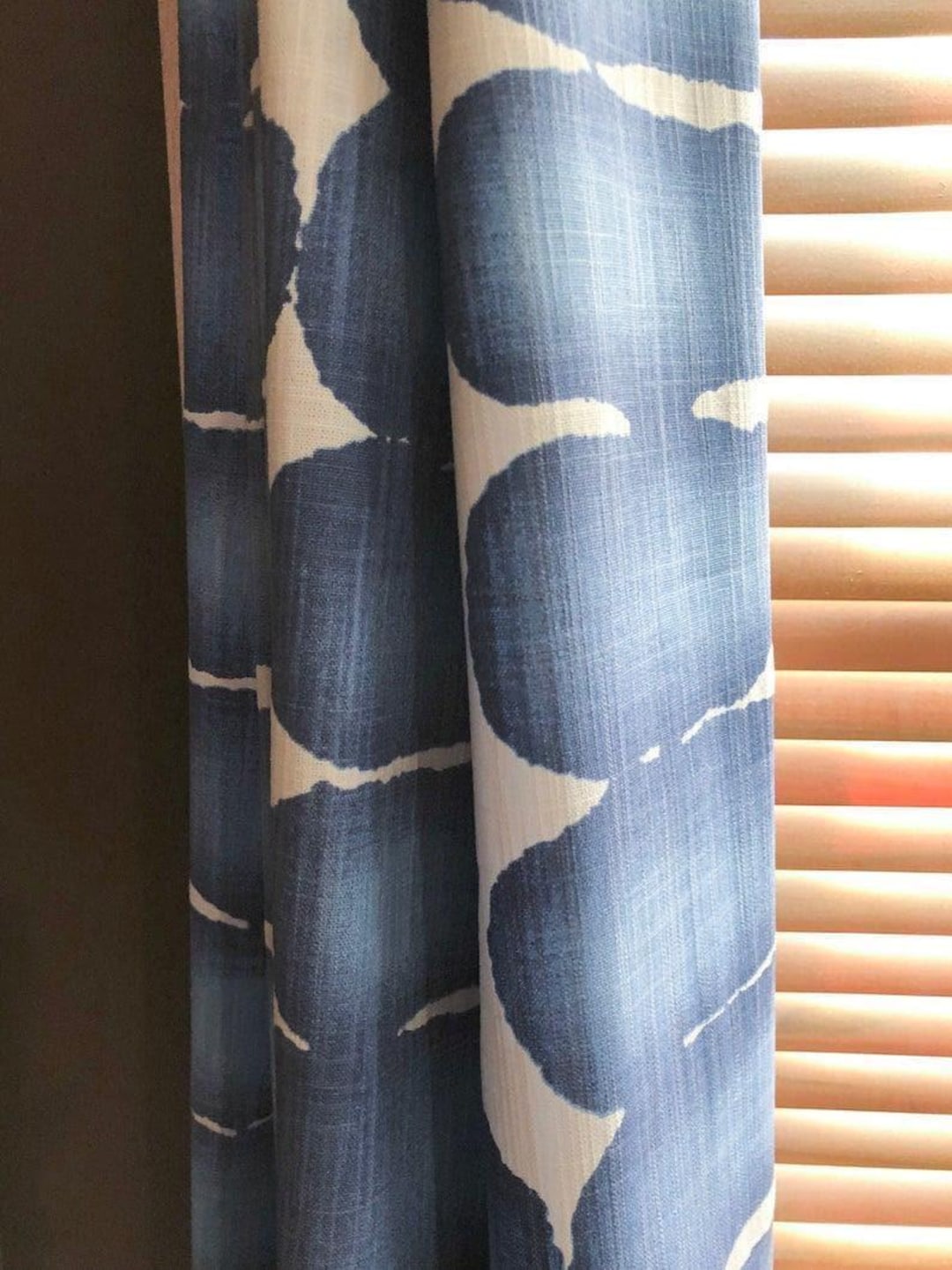 6 Colors, Shibori Curtains in Blue, Green, Charcoal, Yellow, Rust, Rod ...