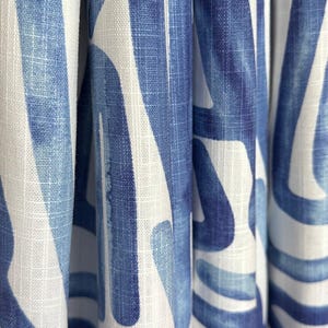 Curtain Panel, Shiva Commodore Blue, Medium Weight Cotton Slub Linen Look, Lining Options Blackout or Cotton