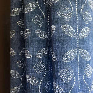 Italian Blue Boho Floral Cotton Collection, Cafe Curtains, Dining Room, Living Room Handmade Curtains - Made to Order USA, 1 Panel