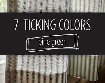 Curtains, Classic Ticking Farmhouse Panel - 7 Colors | Home Decor Cotton, Rod Pocket Or Pinch Pleat (24-50W)