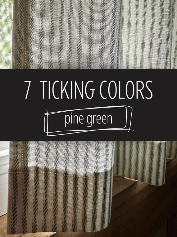7 Colors, Classic Ticking Farmhouse Curtains, Cafe Kitchen Panels, Window Treatments