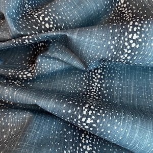 Curtain Panel, Antelope Peacoat Blue, Medium Weight Cotton Slub Linen Look, Lining Options Blackout or Cotton