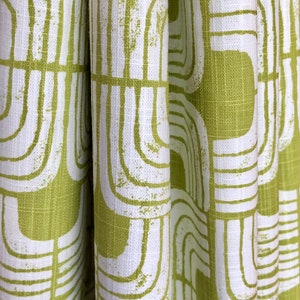 USA Curtains, Chisel Cotton Curtains in Pear Green, Cafe Kitchen Curtains - Made to Order