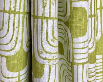 USA Curtains, Chisel Cotton Curtains in Pear Green, Cafe Kitchen Curtains - Made to Order
