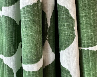 Boho Shibori Green Curtains, Cafe Kitchen Panels, Window Treatments, Rod Pocket or Pinch Pleat, 1 Panel