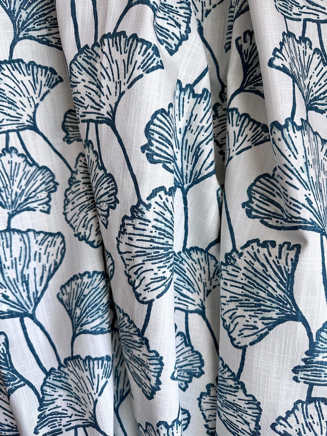 Rod Ginkgo Gingko Teal Blue-green Curtains, Cafe Kitchen Panels, Window Treatments ...