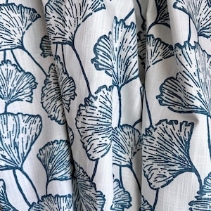 Teal Blue Green Gingko Curtains