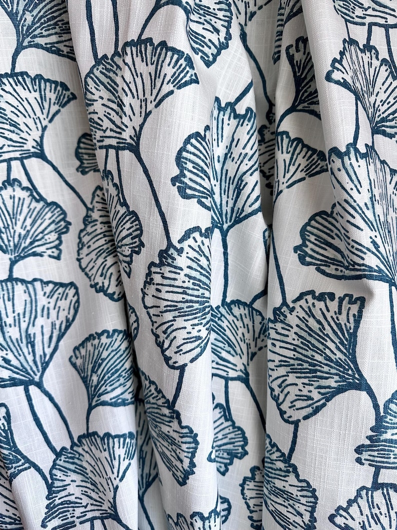 Teal Blue Green Gingko Curtains