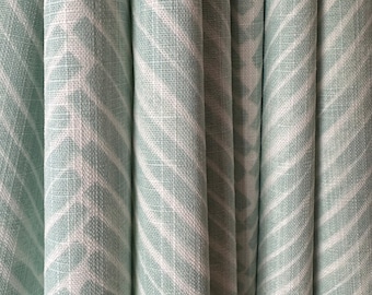 USA Curtains, Griffen Herringbone Collection in Snowy (blue green type color), Cafe Curtains, Living Room Drapes, Valance - Made to Order