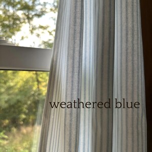 7 Colors, Classic Ticking Farmhouse Curtains, Cafe Kitchen Panels, Window Treatments, Rod Pocket or Pinch Pleat, 1 Panel image 6