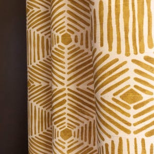 Boho Heni Goldenrod Natural Cotton Slub (linen-appearance) Curtains, Kitchen Cafe Curtains, Valance - USA Made to Order, 1 Panel
