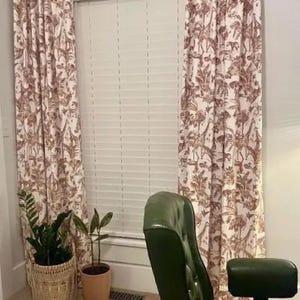 Curtain Panel, Meru Safari Potters Wheel, Medium Weight Cotton Slub Linen Look, Lining Options Blackout or Cotton