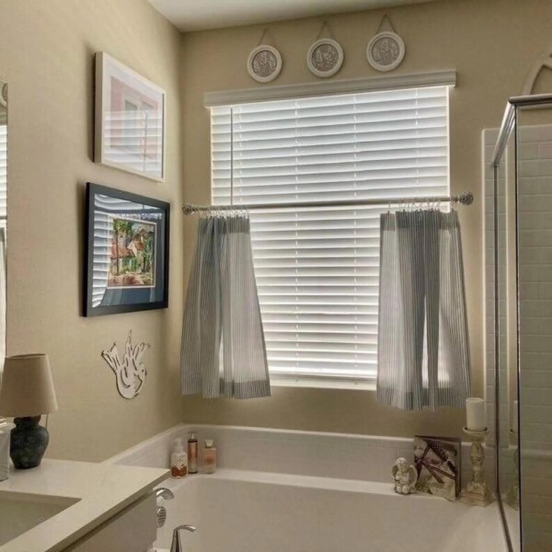 7 Colors, Classic Ticking Farmhouse Curtains, Cafe Kitchen Panels, Window Treatments, Rod Pocket or Pinch Pleat, 1 Panel image 4