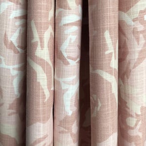 Curtain Panel, Farrah English Rose Blush, Medium Weight Cotton Slub Linen Look, Lining Options Blackout or Cotton
