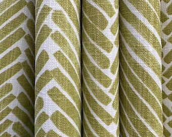 Pear Green Herringbone Curtains, Cafe Kitchen Panels, Window Treatments, Rod Pocket or Pinch Pleat, 1 Panel