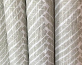 Fog (taupe-grey) Griffen Herringbone Curtains, Rod Pocket or Pinch Pleat, 1 Panel