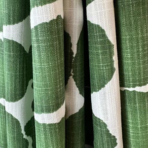 Pair of Curtains, Shibori Dot Green, Medium Weight Cotton Slub Linen Look, Blackout or Cotton Lining Options