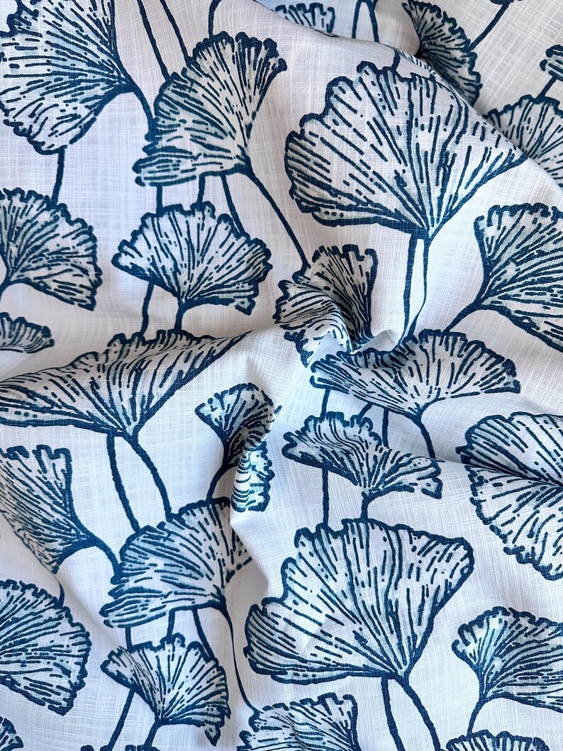 Gingko Blue Springs teal Bluegreen Type Color Cotton Nature Lover